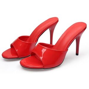 Red Women's High Heel Mules